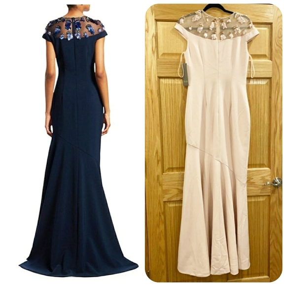 THEIA Embellished Yoke Mermaid Gown - Picture 2 of 16